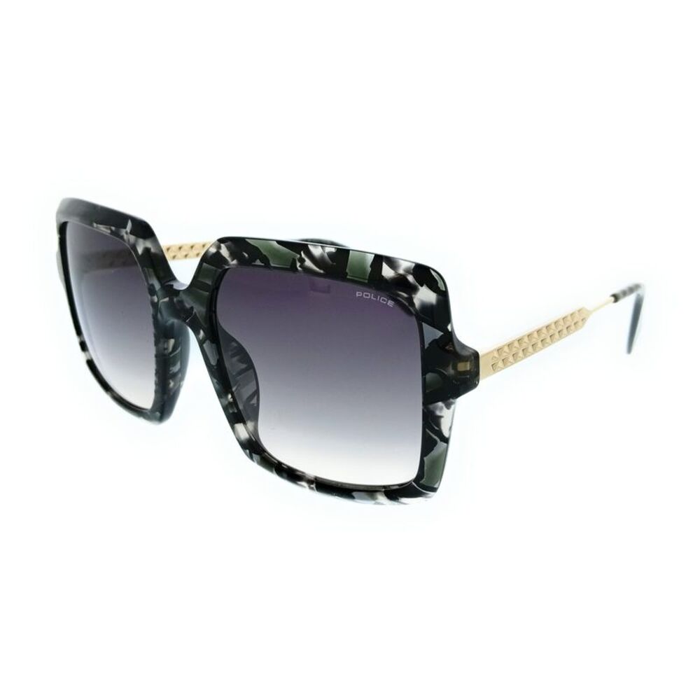 POLICE PLG20 06RT Shiny Green Havana+Black Square Womens Sunglasses